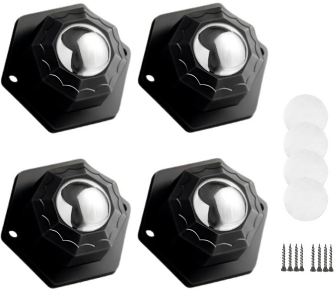 이동식 롤러 바퀴 하단 부착식 360도 회전, 4개, 블랙