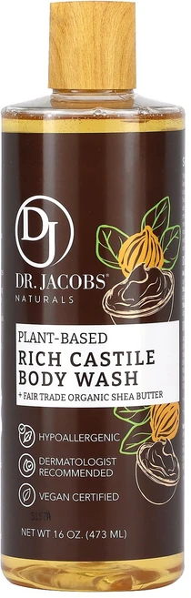 닥터 제이콥스 내추럴스 식물성 리치 캐스틸 바디워시 공정 무역 유기농 시어버터 함유 473ml (16oz) DJN-00554 - 쿠팡