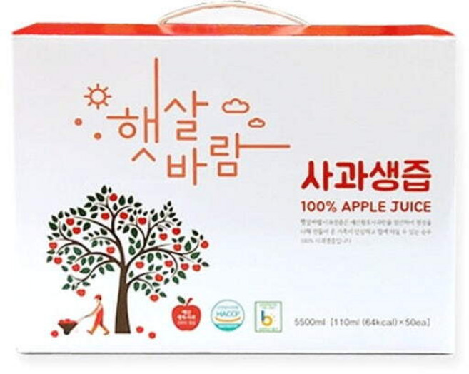 [예산사과로 만든]햇살바람 100%예산사과생즙, 110ml, 50개