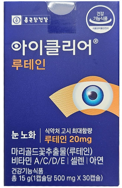 종근당건강 아이클리어 루테인, 30정, 1박스
