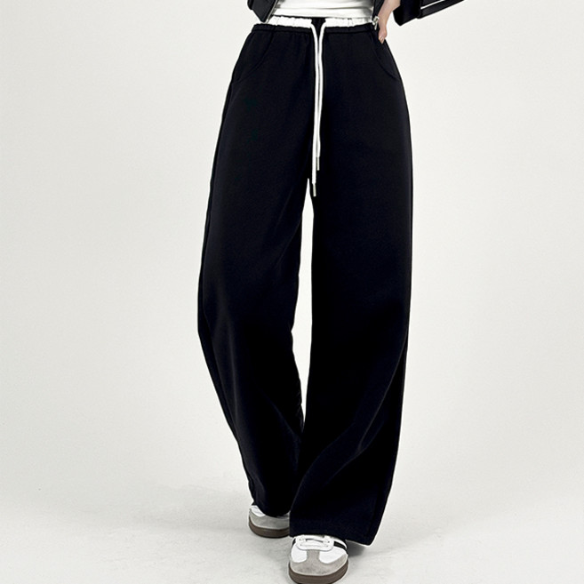 밴딩 라인배색 스트링 와이드 트레이닝 팬츠