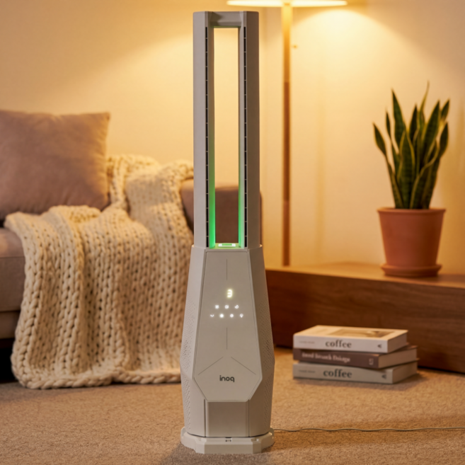[날개 없는 안심 바람] 이노크아든 날개없는 선풍기 타워팬 공기청정 아기 거실 발터치 무드등 무소음 BLDC, INQ-FNH3000