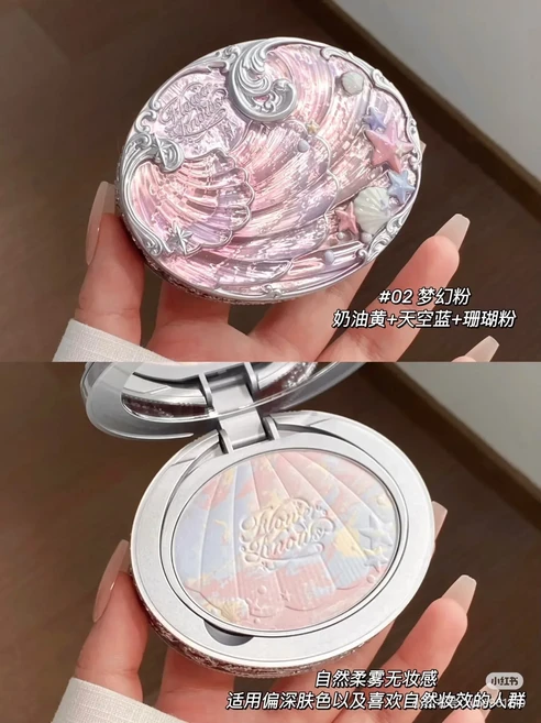 플라워 노우즈 쉘 펄 시리즈 소프트 오일 컨트롤 매트 페이스 파우더 플로리스 프레스드 쉬머 메이크업, 01 02