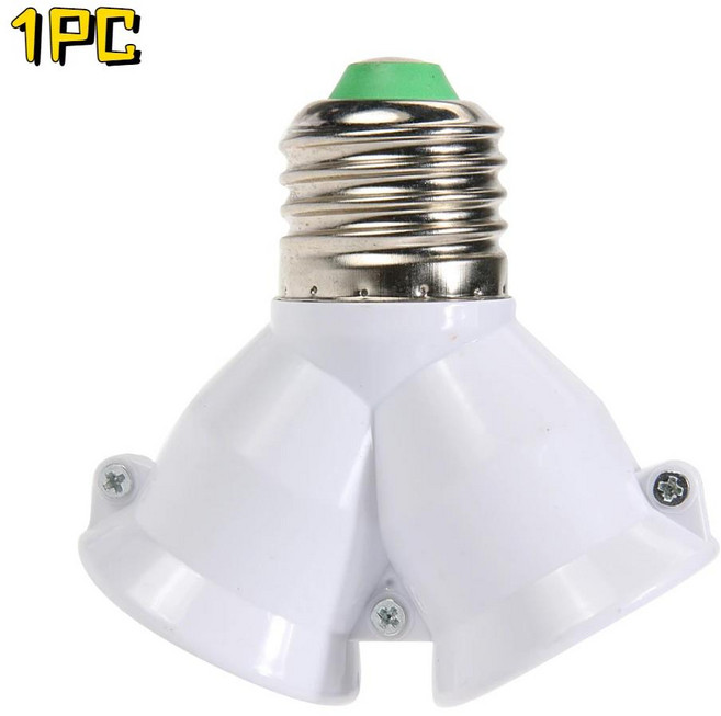 오디오 분배기더블 E27 소켓 베이스 익스텐더 스플리터 컨버터 플러그 할로겐 램프 전구 거치대 접촉 어댑, 1Pc, 1개