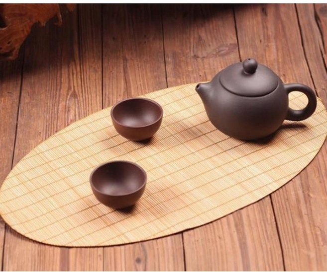 다기 대나무 받침 매트 오벌 타원형 식탁매트 테이블매트 인테리어 소품 깔개, 1개, 대