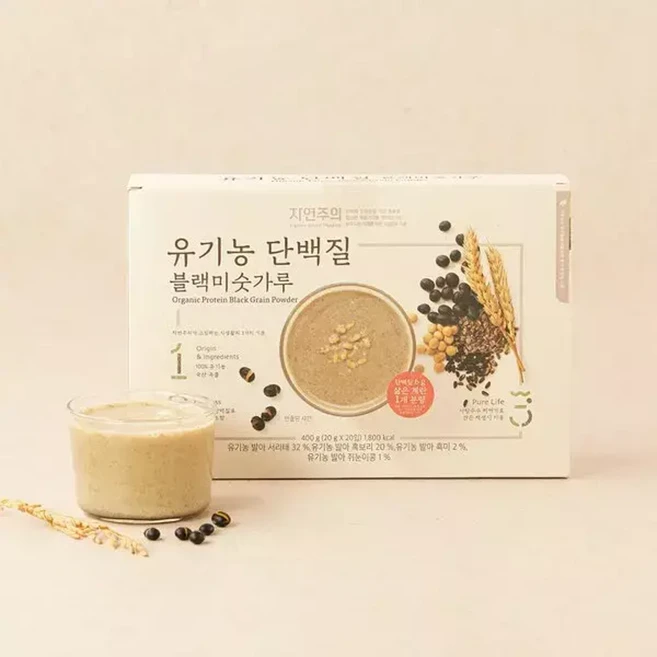 자연주의 유기농 단백질 블랙미숫가루 400g (20gx20입), 1개 - 쿠팡