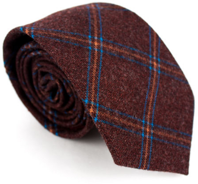 레드 타탄 체크 수동 넥타이_MW7044