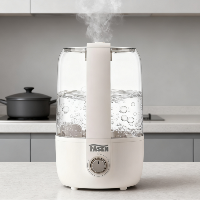 PPEAT 초음파 저소음 가습기 회전 노즐 간편 세척 가정용 사무실 대용량 4L, 아이보리 톤