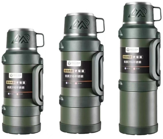 아웃도어 스테인리스 스틸 텀블러 대용량 보온병, 1개, 3.2L, 그린