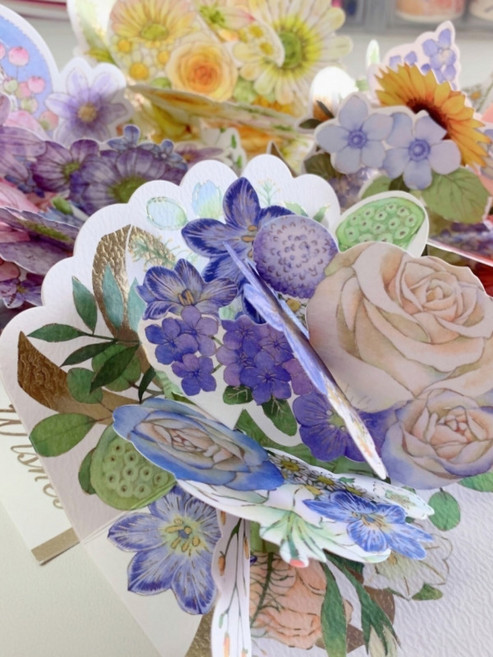 꽃다발 팝업카드 장식용 수제 DIY 감사 선물용 인사말 생일 축하카드, 1개, 옐로우 꽃다발 입체 카드