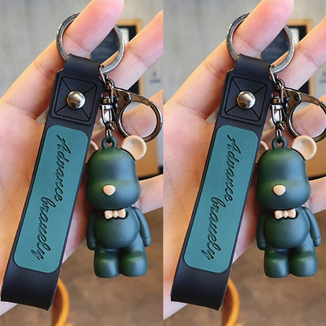 올리브파티 곰돌이 심플 베어 키링 열쇠고리, 1세트, 그린+그린