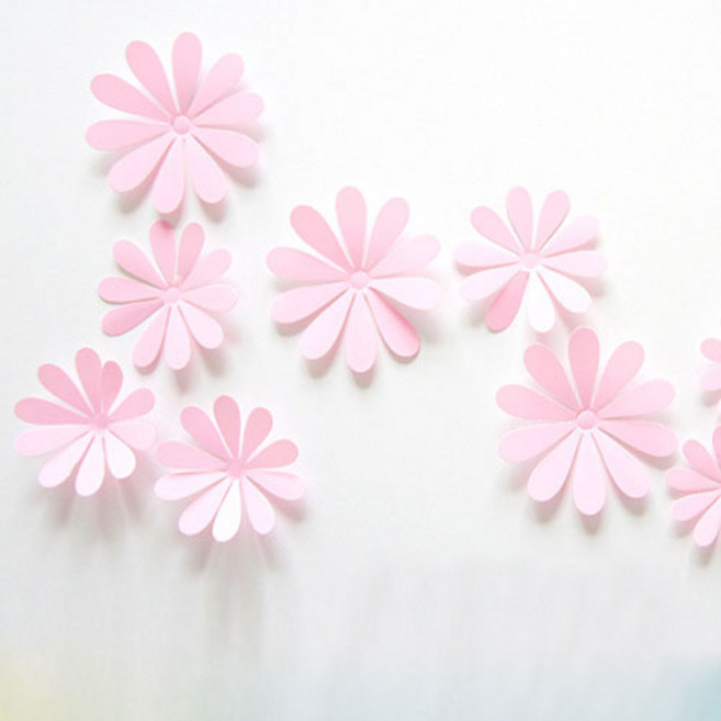 미즈코스12p 3D 꽃 포인트 벽지 입체 스티커 벽면 인테리어 시트지 벽장식 카페 집꾸미기, LF-핑크