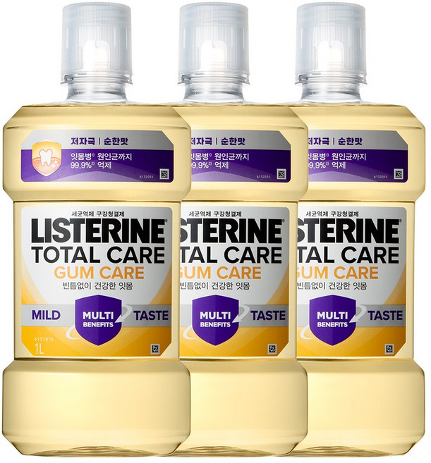 리스테린 검케어 마일드 구강청결제, 1L, 3개