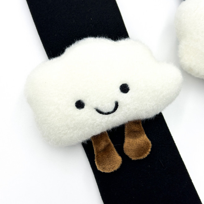 아망디에 귀요미 구름 안전벨트 커버 2개입 세트 부드러운 재질 차량 인테리어 소품, 1세트, 블랙-기본구름