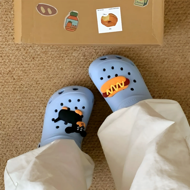 뷰티앤몬스터 핫도그 강아지 캐릭터 키즈 지비츠 파츠 세트 2pcs