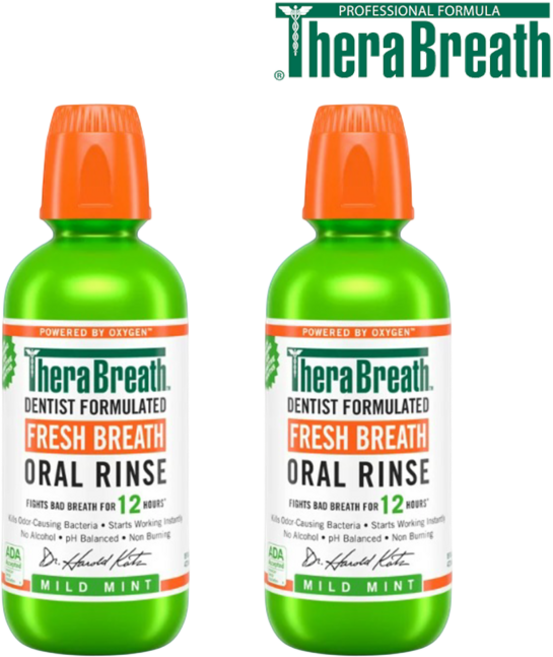 [TheraBreath] [1+1] 테라브레스 직구 구취제거 입냄새제거 가글 마일드민트 473ml 1개 + 마일드민트 473ml 1개 TheraBreath Mouthwash, 2개