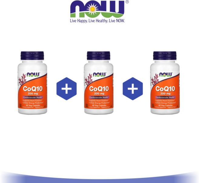 2+1 나우푸드 코엔자임 200mg 60 캡슐 Q10 큐텐 유비데카레논 코큐10 유비퀴논, 60정, 3개