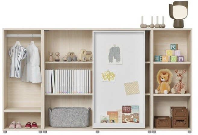 한샘 샘키즈 슬라이딩 수납장 자석보드형 책장 옷장 2000, A형:(몸통)크림화이트(A)