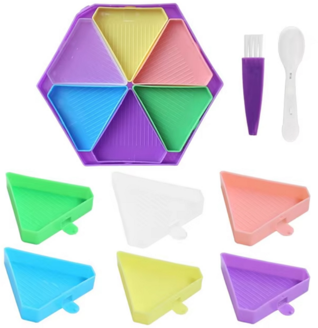 블링블링 보석십자수 분리형 육각 트레이, 혼합색상, 1개