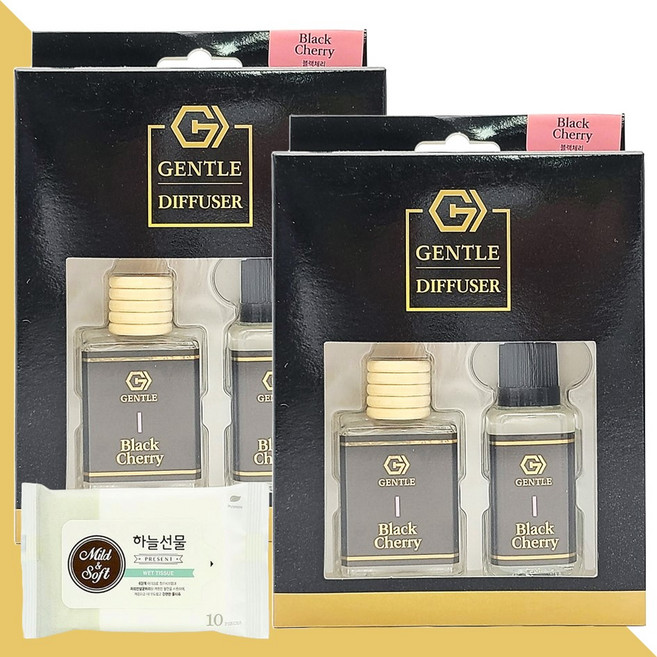 젠틀 방향제 송풍구용 블랙체리 2개(+하늘선물 물티슈 10매), 2개