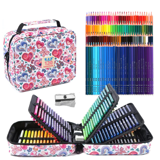 프리미엄 유성 72컬러 120컬러 컬러가드 페브릭 옥스포드 유성 색연필 +연필깎이+지우개, 1세트, 120색