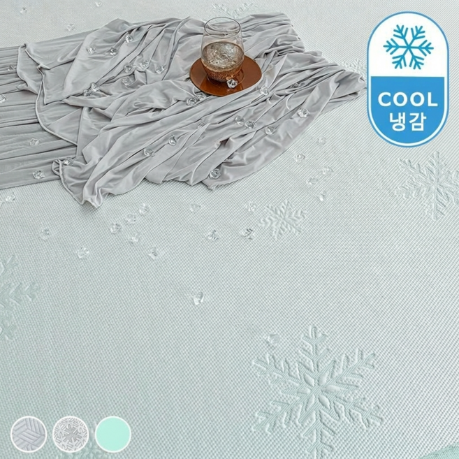 모카품 쿨매트 여름 쿨링 고정 냉감 침대패드 여름 냉감패드, C 민트눈꽃