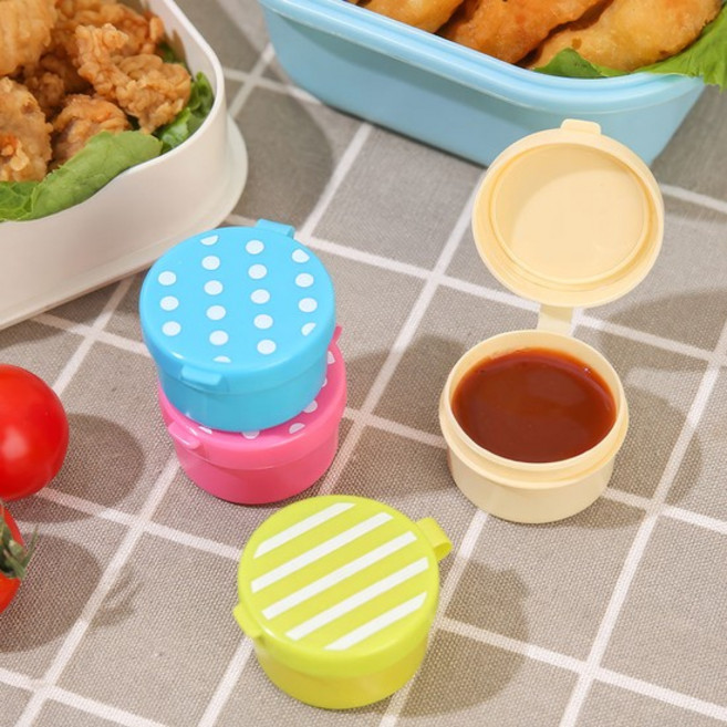 도시락 꾸미기 미니 소스통 도트 원형 소스통 4p 소풍 집 피크닉 R375