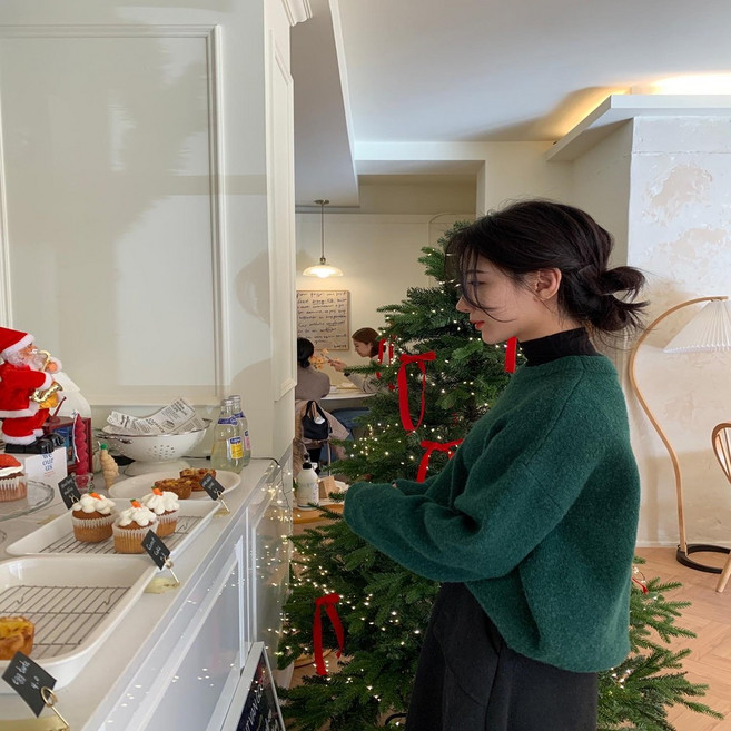 남여공용 니트 무지 울 크리스마스커플니트