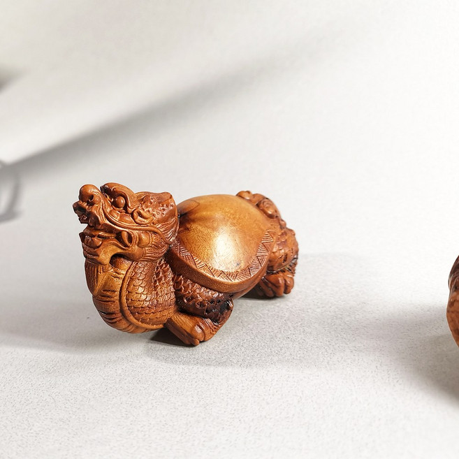 HONGYIYAYI CREATION 龍龜擺件 8.5x4.5x5.8cm 雷擊紋, t14龍龜