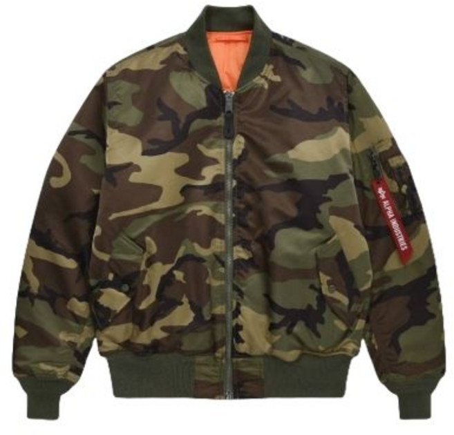 알파인더스트리 ALPHA INDUSTRIES MA-1 플라이트 자켓 우드랜드 카모 매장정품 227402
