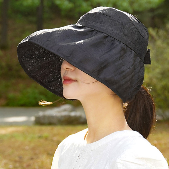 이코마켓 국산 휴대하기좋은 셔링 챙넓은 햇빛차단 썬캡 돌돌이모자 여성썬캡