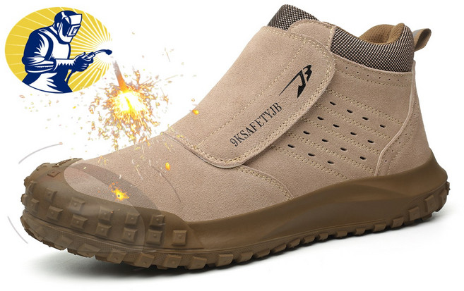 Asure 안전화 발볼넓은 작업화 전문용접신발 경량 안전화 현장 작업신발 끈없는 찍찍이 안전화