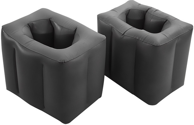 1+1 신발 수납 차량 뒷좌석 발받침 에어 쿠션 세트 차량용 발 받침 휴대용 발받침대 발쿠션 자동차 발거치대 조수석 다리 올리는 매트 컴포트 지지대, R99822B(2개입, 1세트, 블랙