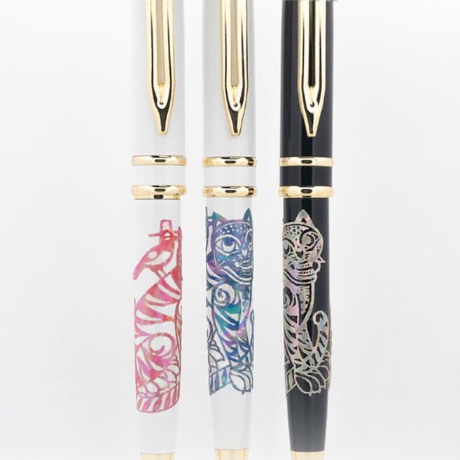 케이팝 데몬헌터스 사자보이즈 더피 모티브 전통 민화 호작도 까치 호랑이 볼펜 국립중앙박물관굿즈, 1개, 블랙