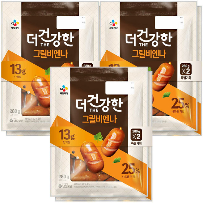 CJ The더건강한 그릴비엔나, 560g, 3개