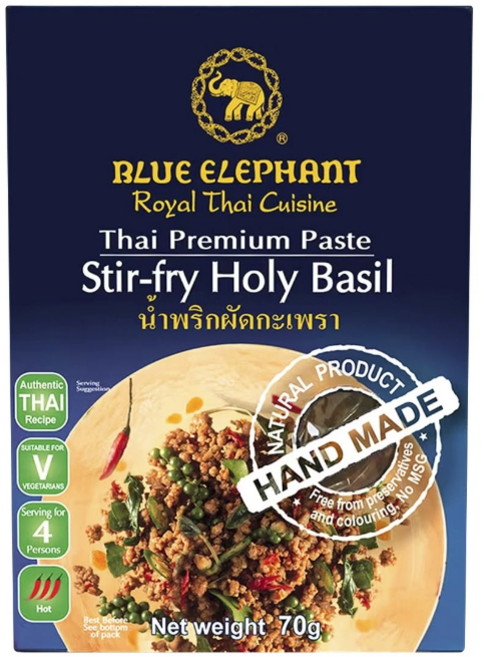 BLUE ELEPHANT 泰式打拋聖羅勒醬 道地泰式風味 快速簡單 多種料理用途, 1個, 70ml