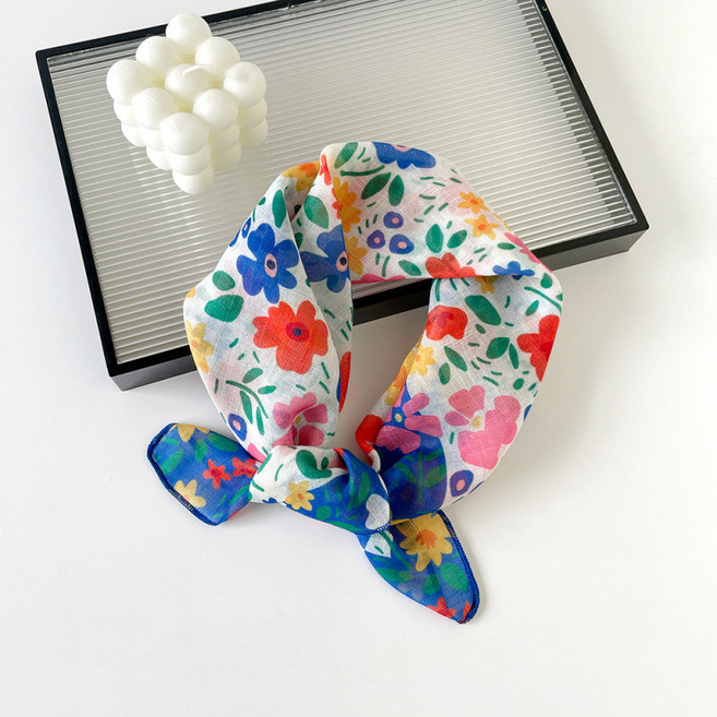 모델엄마 미니 플라워팝 아사면 린넨 손수건 행커치프 쁘띠 스카프(6colors)