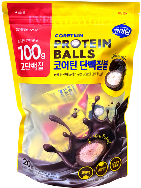 종근당 건강 코어틴 단백질 볼 고단백 무설탕 프로틴, 400g, 1개