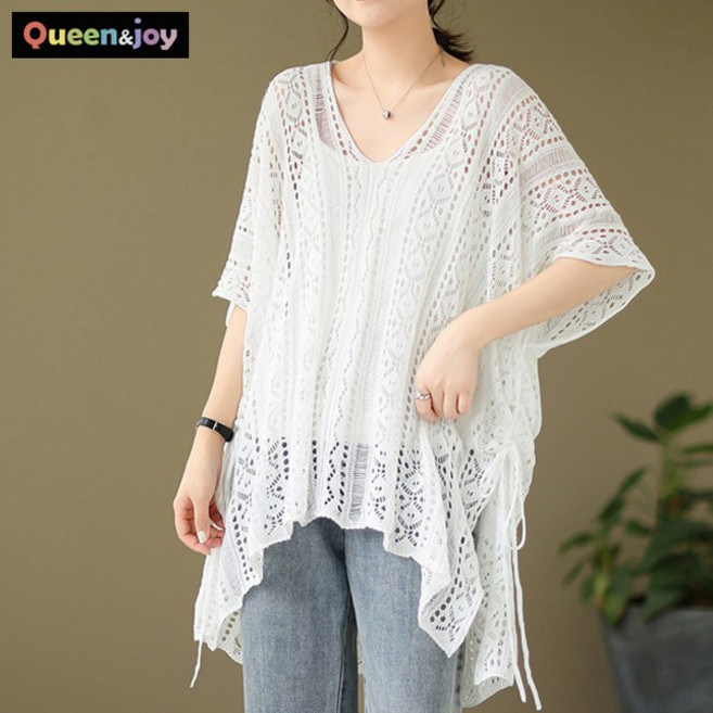 퀸앤조이 미녀77 루알로 그물 스트링 니트 커버업***판매자 SSK무역***