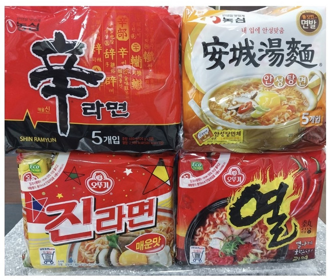 봉지라면 4종 세트(신라면5+안성탕면5+진라면매운맛5+열라면5), 1세트