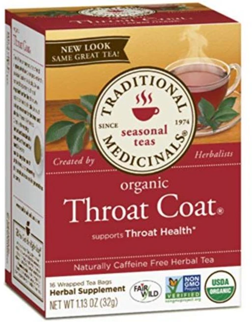 트래디셔널 메디시널스 유기농 목 코트 허브차 목 건강 지원 Traditional Medicinals Organic Throat Coat Herbal Tea Supports Th, 16 Count (Pack of 2), Slippery elm, 1개, 32g - 쿠팡