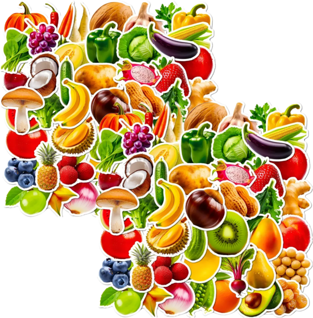 과일 채소 50매 세트 리무벌 스티커, 2개, 50매(S2111)