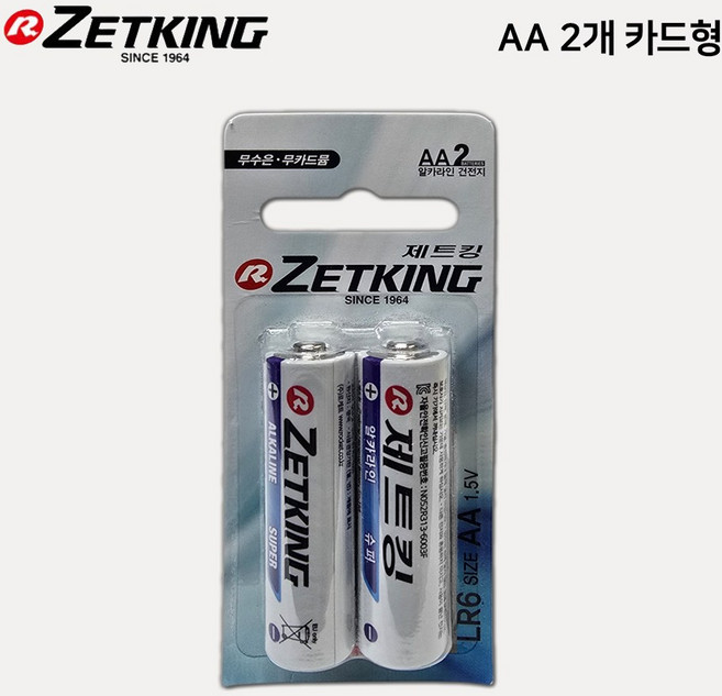 809번 제트킹 AA 알카라인 건전지 카드형 2알(1팩) / 로케트, 1개