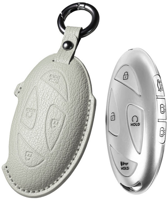 프리미엄 고급 산양가죽 스마트키케이스 키홀더 키커버 현대 호환/그랜저 GN7/쏘나타 DN8/아반떼 CN7/아이오닉5 6 /싼타페 MX5/투싼/코나/팰리세이드 LX3/스타리아, 7버튼, 베이지