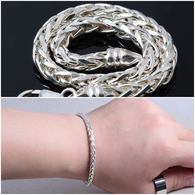 차차실버 스피커 4mm 은팔찌 남자 여자 925실버 도톰한 커플 생일