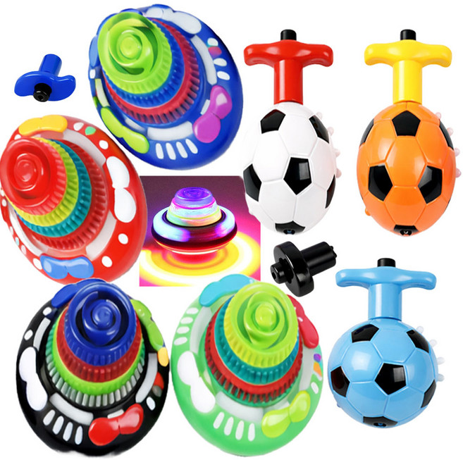 팽이 LED 축구공 팽이 LED UFO 팽이 배틀팽이 뮤직팽이 장난감-색상임의, LED축구공팽이(색상임의발송), 1개