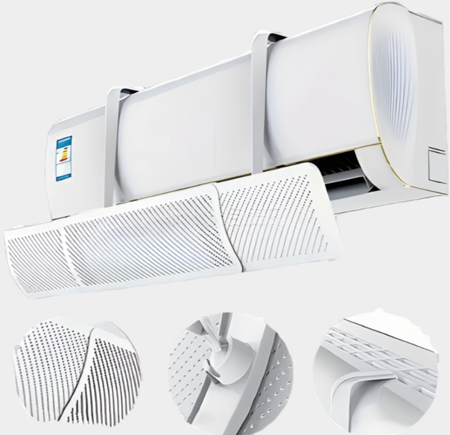 COVERONE 시원한 바람 조절 에어컨 윈드 디플렉터 벽걸이형 바람막이 조절 패널 통풍구 커버, 1개, 흰색 16.5cm*52-90cm