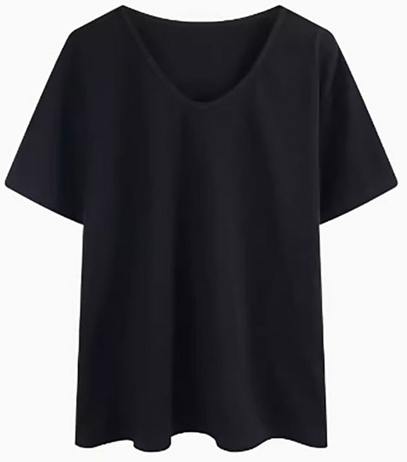 AOKADA 여성 딥 브이넥 오버핏 반팔티 찰랑 이너티 면티 루즈핏 흰티 여성티