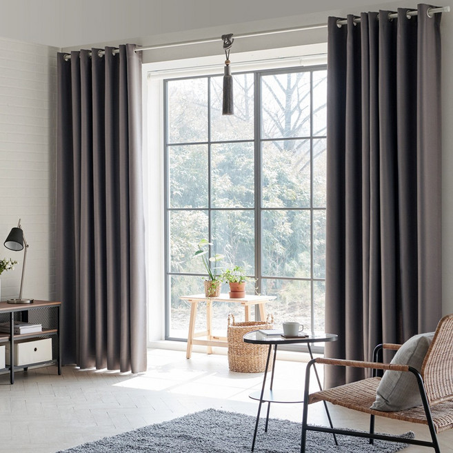 데이즈 아일렛형 원톤 투톤 3중직 암막커튼+커튼봉 세트