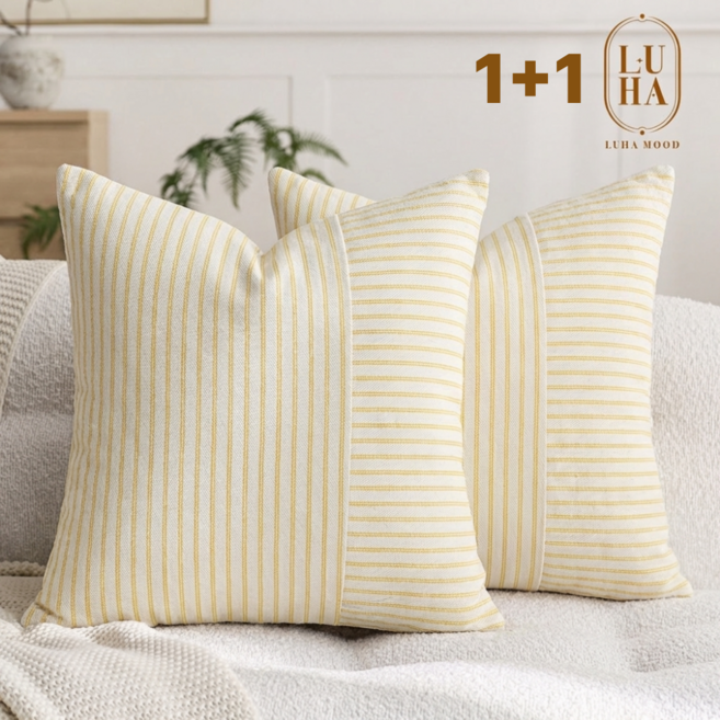 루하무드 감성 홈데코 스트라이프 포인트 쿠션커버 2p